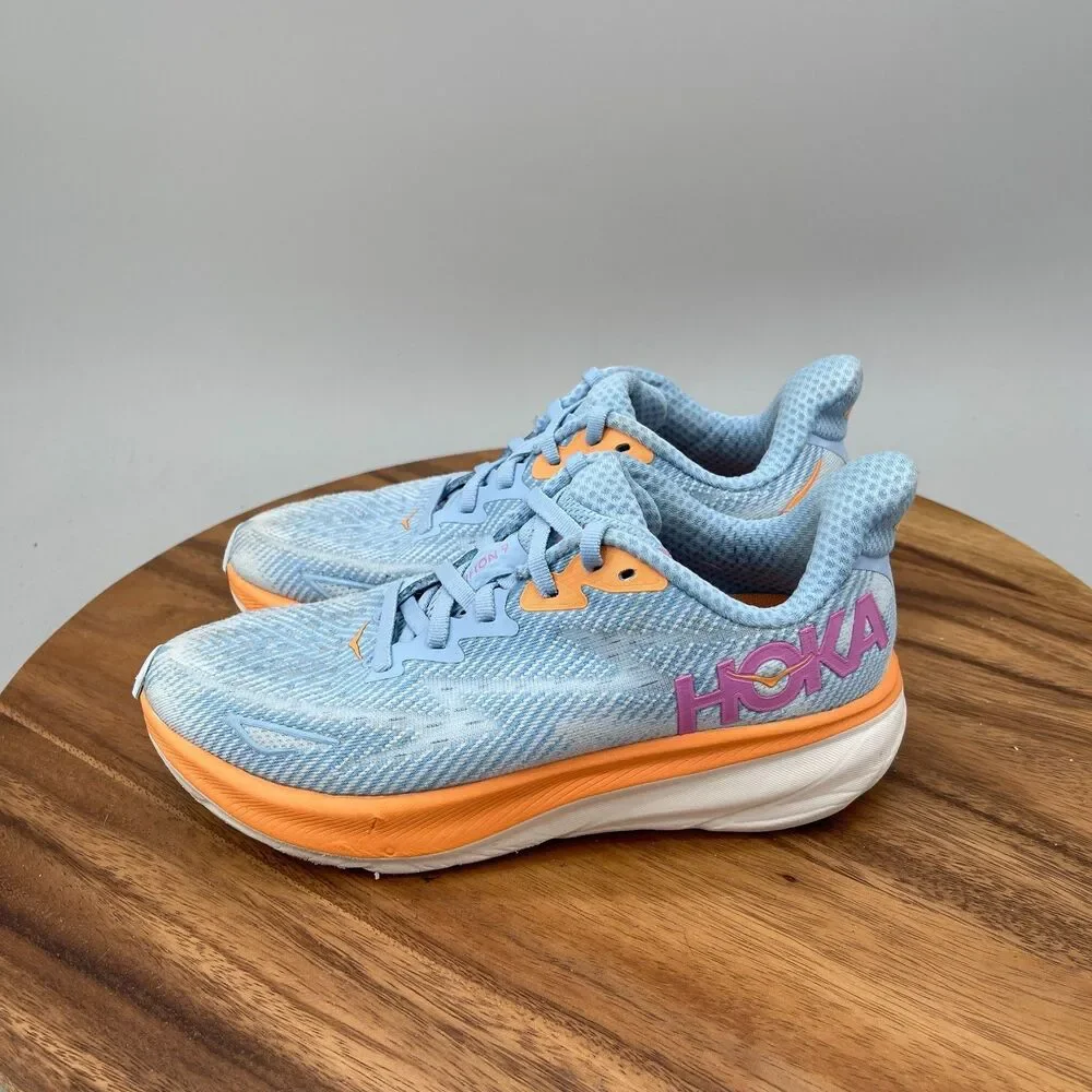 Hoka One One Clifton 9 Shoes Womens Size 6 B Blue Running Comfort Walking
